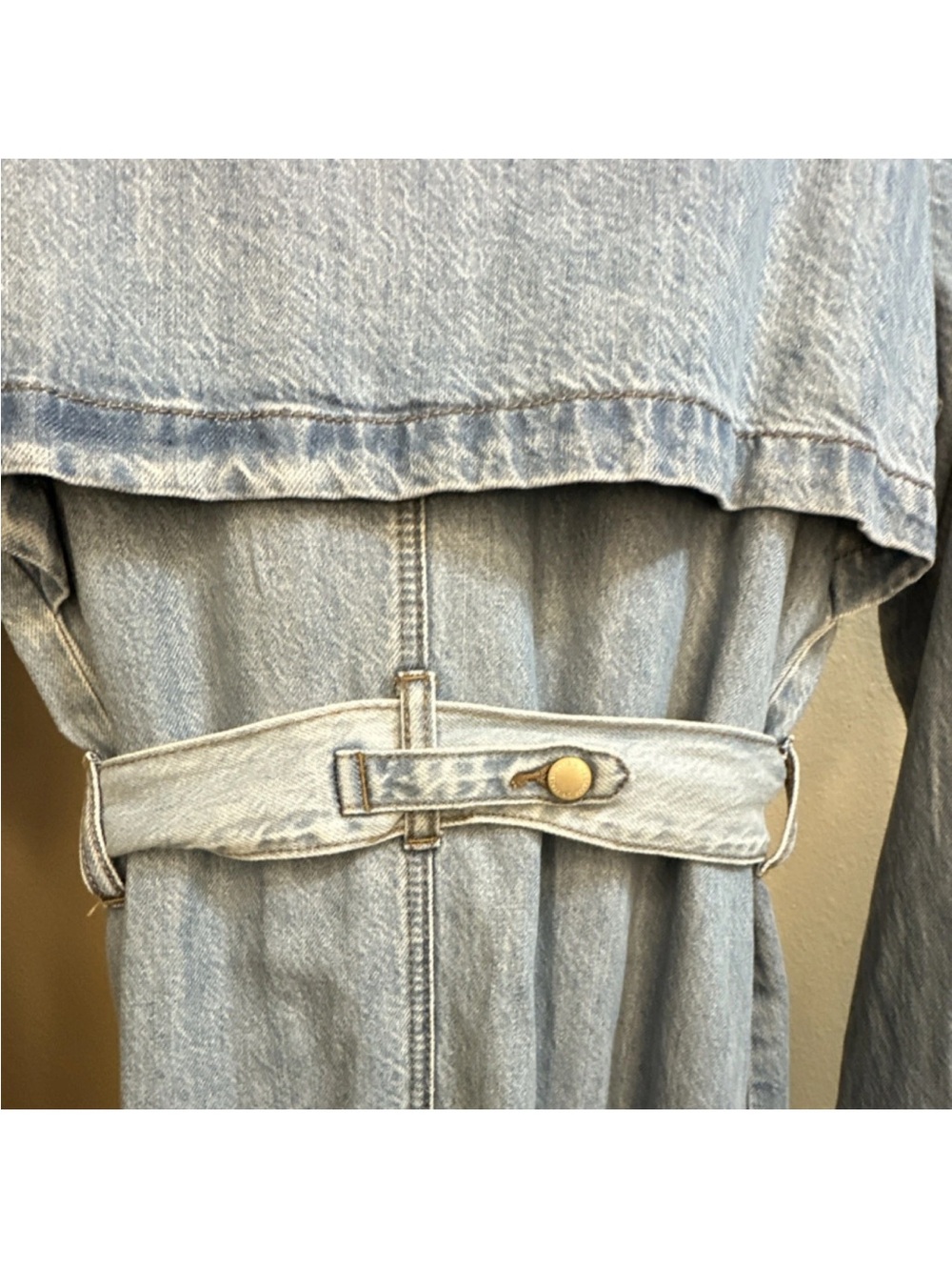 NWT DENIM S Trench Coat Jacket Western chic Festival Fun Classy Country - Picture 9 of 13